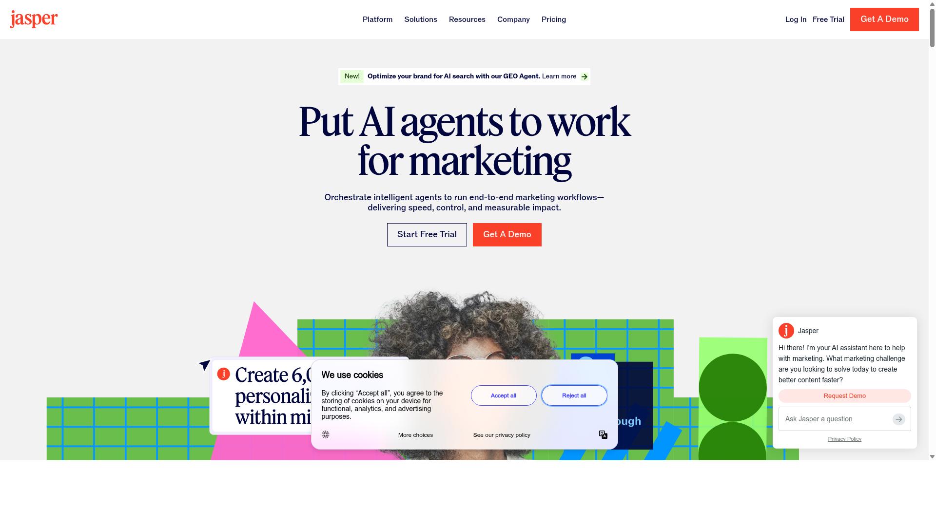 Jasper AI website